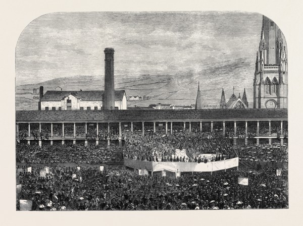 SUNDAY-SCHOOL JUBILEE COMMEMORATION IN THE PIECE HALL, HALIFAX, UK, 1866