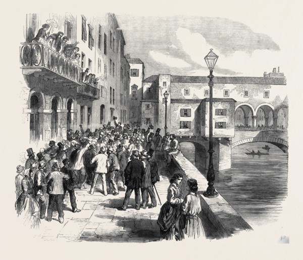 THE IMPENDING WAR (THE AUSTRO-PRUSSIAN WAR): VOLUNTEERS FOR GARIBALDI, A SCENE IN FLORENCE, ITALY,