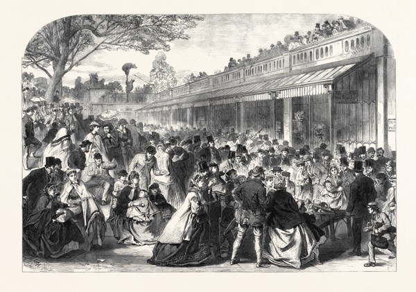 THE GARDENS OF THE ZOOLOGICAL SOCIETY, REGENT'S PARK, LONDON, UK, ON WHIT MONDAY, 1866