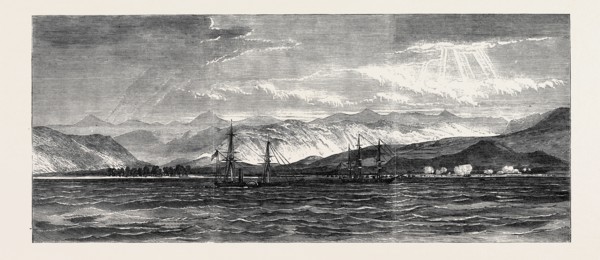 EXPEDITION OF A BRITISH FORCE FROM ADEN TO SHUGRA: VIEW OF SHUGRA FROM THE ANCHORAGE: THE TROOPS