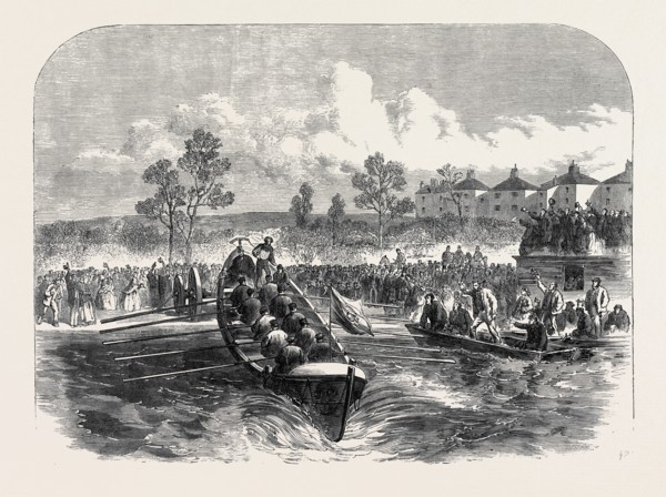 LAUNCH OF THE "ISIS" LIFEBOAT AT OXFORD, UK, 1866
