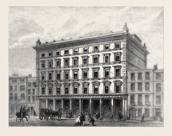 LONDON STREET IMPROVEMENTS: LEWIS AND ALLENBY'S SILK WAREHOUSE IN CONDUIT STREET, UK, 1866