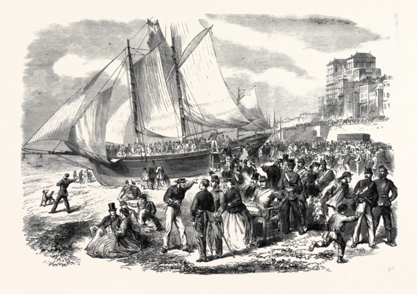 THE VOLUNTEERS AT BRIGHTON: THE BEACH ON EASTER SUNDAY, UK, 1866
