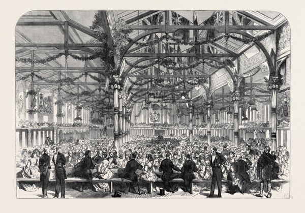 THE SCOTT CENTENARY BANQUET IN THE CORN EXCHANGE, GRASSMARKET, EDINBURGH, 1871