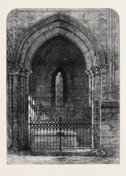 THE GRAVE OF SCOTT IN DRYBURGH ABBEY, 1871