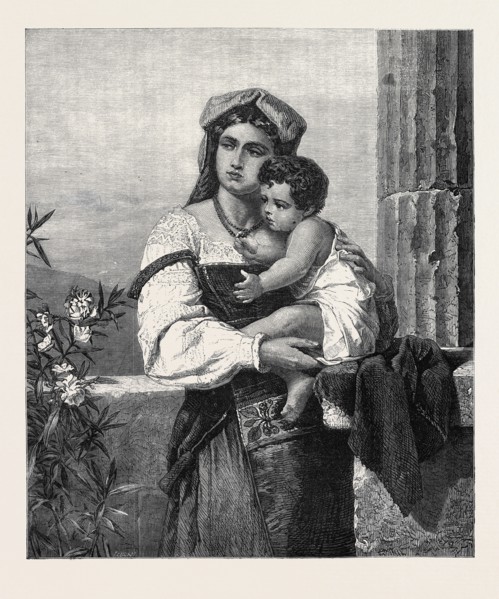 "ITALIAN MOTHER AND CHILD," BY W. SAUCHON, 1871