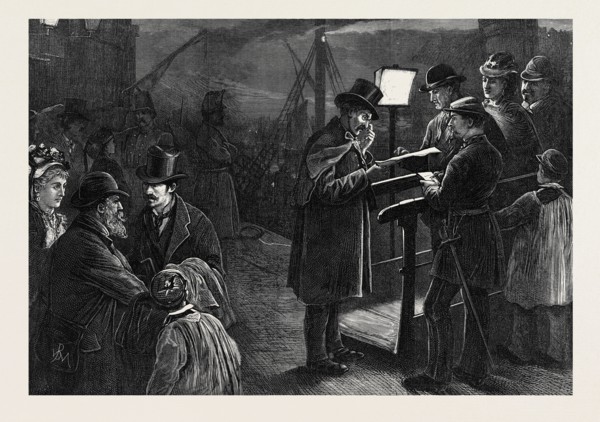 EXAMINING PASSPORTS, DIEPPE, 1871, FRANCE
