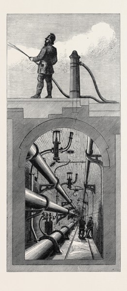 HOLBORN VALLEY VIADUCT: SECTION OF SUBWAY ON EACH SIDE, LONDON, 1871