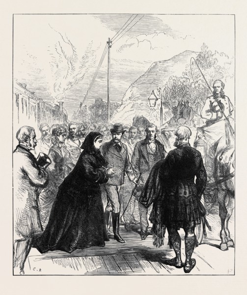 THE QUEEN'S VISIT TO THE PRINCE OF WALES: ARRIVAL AT WOLFERTON STATION, NEAR SANDRINGHAM, 1871