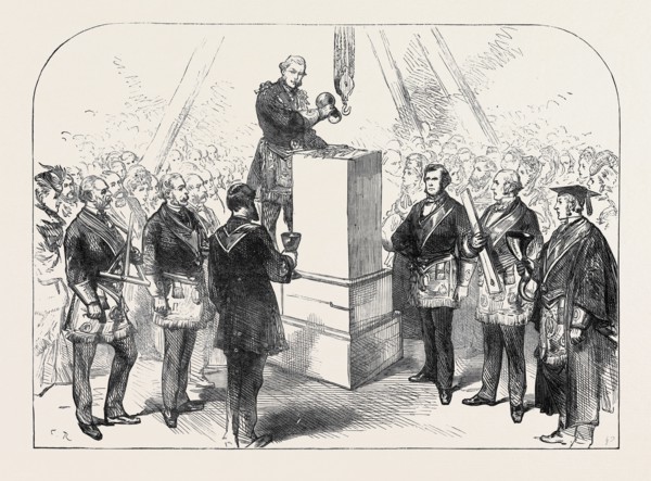 LORD LEIGH LAYING THE FOUNDATION-STONE FOR THE EXTENSION OF THE QUEEN'S HOSPITAL AT BIRMINGHAM,