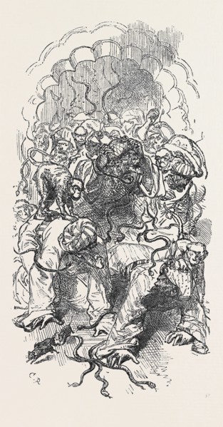 "Sacks of feathers were emptied upon them, then a sackful of live rats, succeeded by a dozen