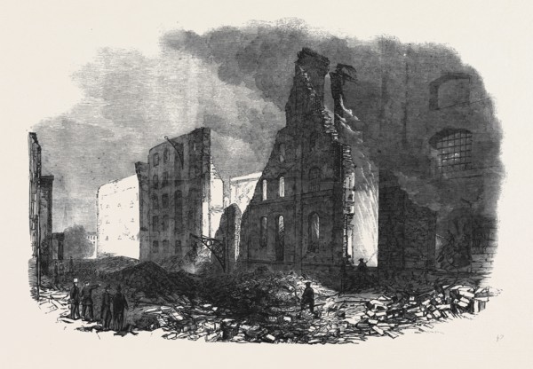 VIEW FROM COTTON'S YARD, SHOWING THE SPOT WHERE MR, BRAIDWOOD WAS KILLED, THE GREAT FIRE IN