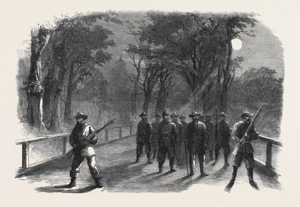 THE CIVIL WAR IN AMERICA: UNIONIST SCOUTING PARTY IN THE VIRGINIAN WOODS IN THE NEIGHBOURHOOD OF