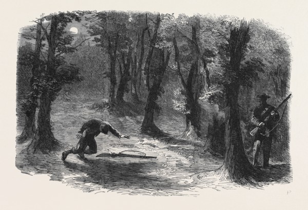 THE CIVIL WAR IN AMERICA: HOW THE OUTLYING SENTRIES OF THE FEDERAL ARMY ARE KILLED BY SECESSIONIST