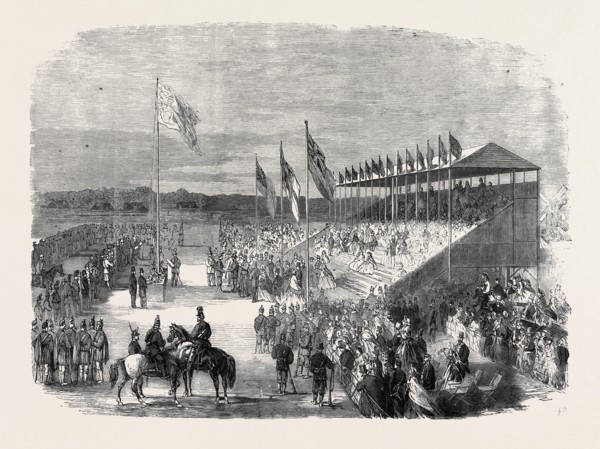PRESENTATION OF THE PRIZES BY THE DUKE OF CAMBRIDGE IN FRONT OF THE GRAND STAND, THE NATIONAL RIFLE