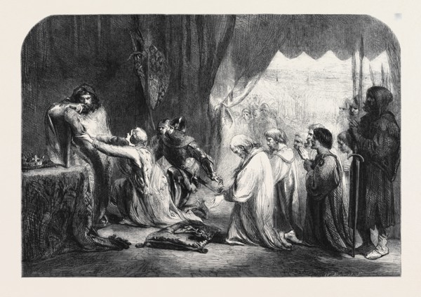 "QUEEN PHILIPPA. INTERCEDING WITH HER HUSBAND EDWARD III. FOR THE BURGESSES OF CALAIS," BY JOHN