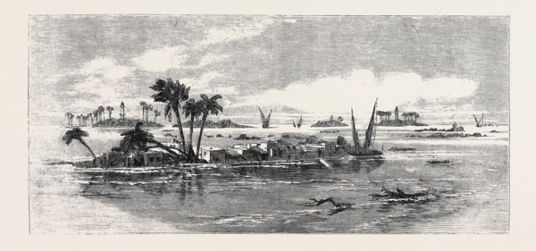 VIEW ON THE NILE: INUNDATION OF VILLAGES AND ENCAMPMENT ON THE BANK OF THE NILE, INUNDATION OF THE