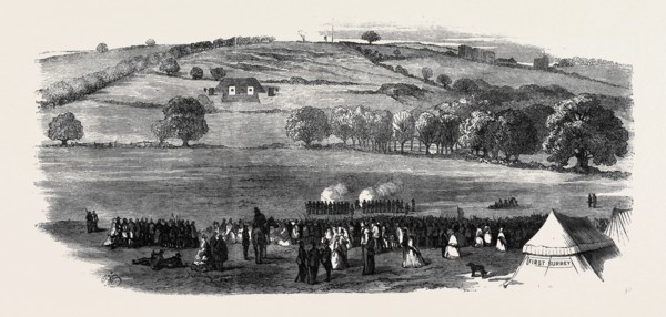 THE NEW RANGE OF THE 1ST SURREY RIFLES, PECKHAM RYE: FIRING FOR THE PRIZES AT THE 550 YARDS