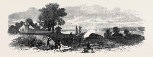 THE CIVIL WAR IN AMERICA: THE TEN POUNDER GUN BATTERY (FEDERALIST) AT BUDD'S FERRY, LOWER POTOMAC,