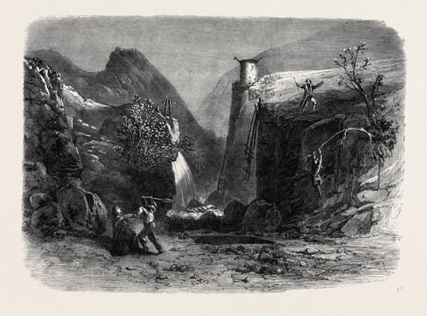 SCENE FROM MR. FALCONER'S NEW DRAMA, "PEEP O'DAY," AT THE LYCEUM THEATRE: THE OLD QUARRY IN THE