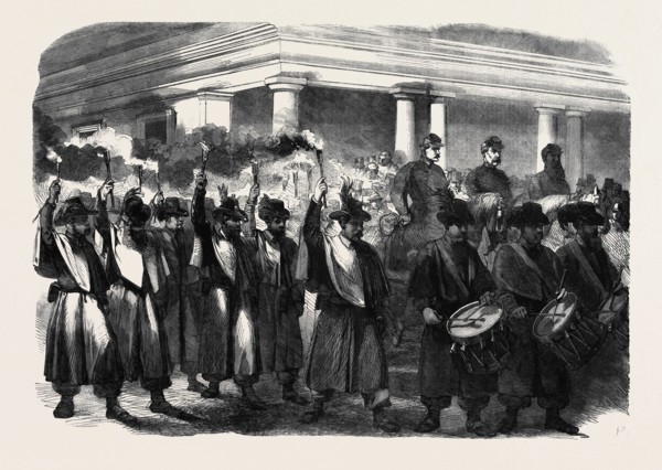 THE CIVIL WAR IN AMERICA: TORCHLIGHT PROCESSION OF GENERAL BLENKER'S BRIGADE AT WASHINGTON IN