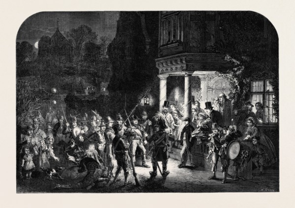 CHRISTMAS MUMMERS, DRAWN BY A. HUNT