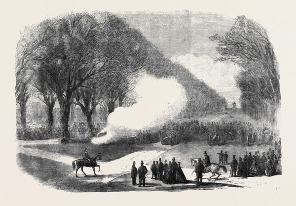 FIRING MINUTE GUNS IN THE LONG WALK, WINDSOR PARK, THE FUNERAL OF HIS LATE ROYAL HIGHNESS THE