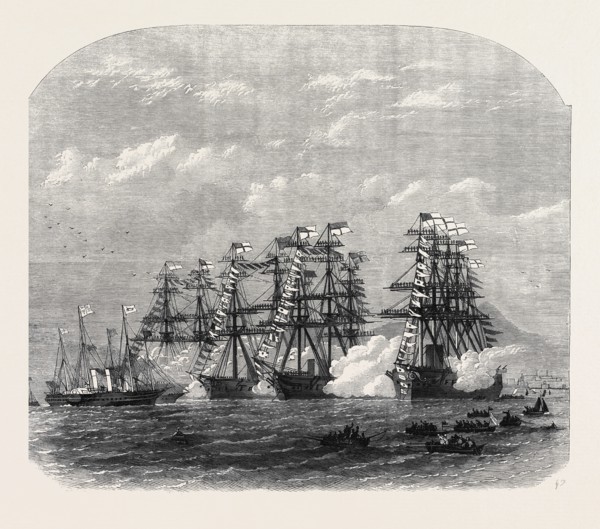 VISIT OF THE PRINCE AND PRINCESS OF WALES TO IRELAND: THE IRONCLAD SQUADRON SALUTING THE ROYAL