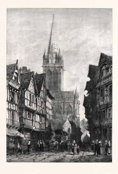 "ST. PIERRE, CAEN," BY S. READ, IN THE EXHIBITION OF THE SOCIETY OF PAINTERS IN WATER COLOURS, 1868