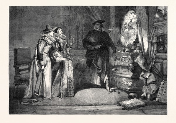 "THE MAGIC MIRROR." BY C. CATTERMOLE, IN THE EXHIBITION OF THE INSTITUTE OF PAINTERS IN WATER