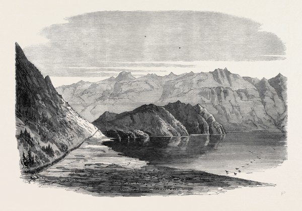 THE BRITISH EXPEDITION TO ABYSSINIA: MARCH OF THE ARMY PAST LAKE ASHANGI, 1868
