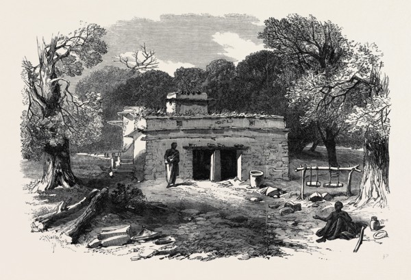 THE BRITISH EXPEDITION TO ABYSSINIA: FRONT VIEW OF THE CHURCH OF MIRIAM, AT FOCADA, 1868