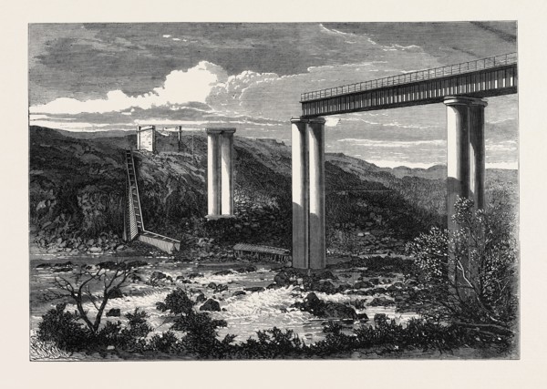 GRAND RIVER RAILWAY BRIDGE, MAURITIUS, DESTROYED BY A HURRICANE, 1868