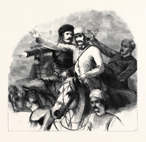GROUP FROM BARKER'S GRAND HISTORICAL PICTURE, "THE RELIEF OF LUCKNOW", COLONEL GREATHED (SECOND