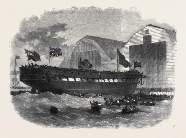 LAUNCH OF HER MAJESTY'S SCREW STEAM FRIGATE BRISTOL AT WOOLWICH DOCKYARD