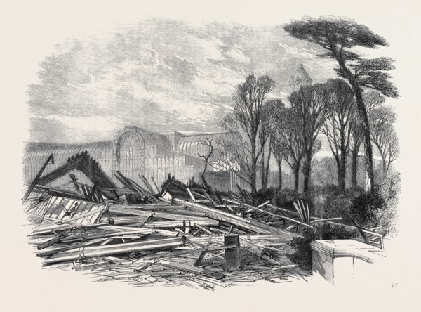 THE GALE OF LAST WEEK, RUINS OF THE NORTH WING OF SYDENHAM CRYSTAL PALACE, FEBRUARY, 1861