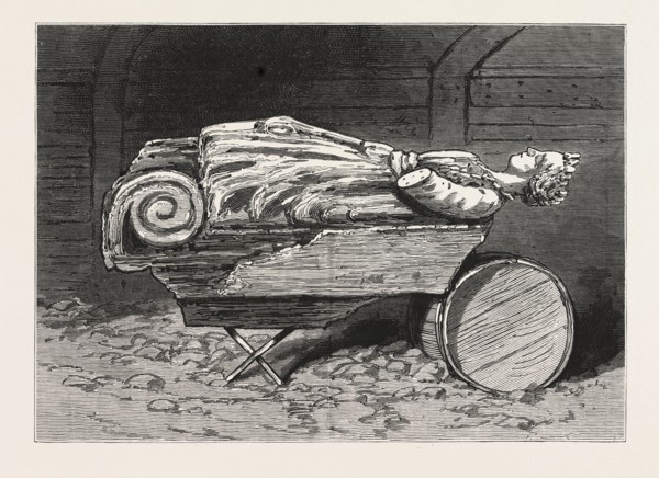 THE RECOVERED FIGURE-HEAD OF THE MISSING BRITISH TRAINING-SHIP ATALANTA SKETCHED AT ST. JOHNS,