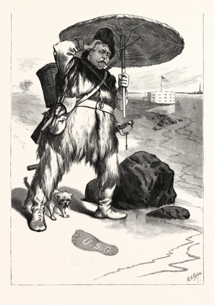 ROBINSON CRUSOE HANCOCK, ABANDONED ON GOVERNOR'S ISLAND, DISCOVERS THE PRINT OF A MAN'S FOOT IN THE