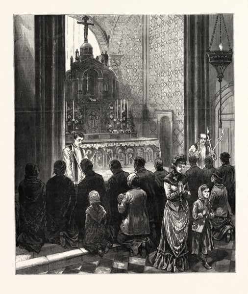 NEW YORK: CATHOLIC WORSHIPERS IMPLORING THE INTERCESSION OF ST. BLAISE AGAINST DIPHTHERIA AND OTHER