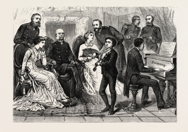 MAURICE DENGREMONT, THE YOUNG VIOLINIST, PLAYING BEFORE THE IMPERIAL FAMILY OF GERMANY