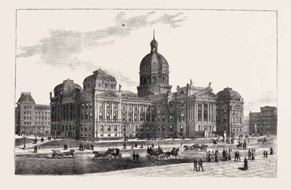INDIANA: THE NEW STATE HOUSE AT INDIANAPOLIS, CORNER-STONE LAID SEPTEMBER 28TH