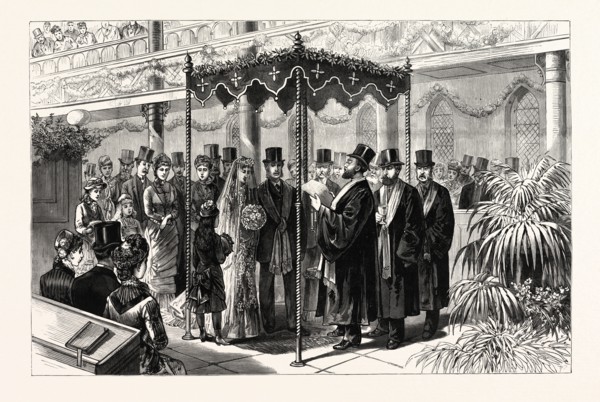 THE ROTHSCHILD-PERUGIA WEDDING IN LONDON, JANUARY 19TH, THE HEBREW CEREMONY BENEATH THE CANOPY, UK