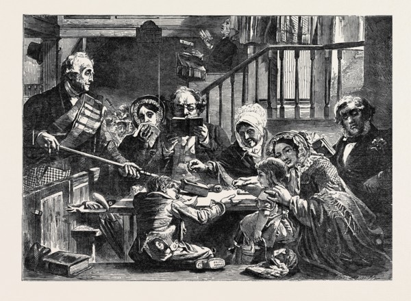 "COLLECTING THE OFFERING IN A SCOTCH KIRK" PAINTED BY J. PHILLIP, FROM THE EXHIBITION OF THE ROYAL