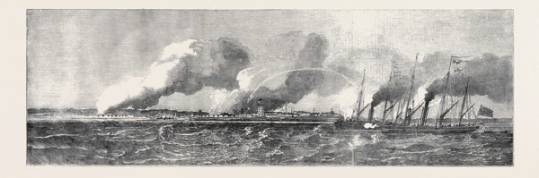 THE GUN BOATS "PINCHER" AND "SNAP" ATTACKING THE FORTS AT THE MOUTH OF THE NARVA
