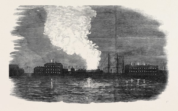 FIRE OVER CRONSTADT, SEEN FROM THE QUARTERDECK OF "THE CAESAR"