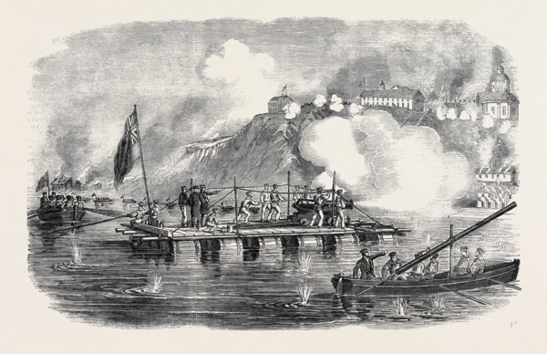 THE "LADY NANCY" RAFT ATTACKING TAGANROG, IN THE SEA OF AZOFF
