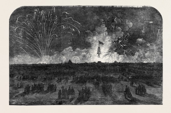 BONFIRE AND FIREWORKS ON BLACKHEATH, TO CELEBRATE THE FALL OF SEBASTOPOL