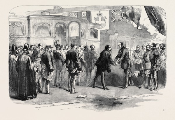 RECEPTION OF THE KING OF SARDINIA BY PRINCE ALBERT, AT THE SOUTH EASTERN RAILWAY STATION