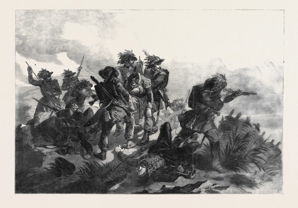 SARDINIAN CHASSEURS RESCUING THE BODY OF THEIR COMMANDER, CAPTAIN PROLA, AT THE BATTLE OF RIVOLI
