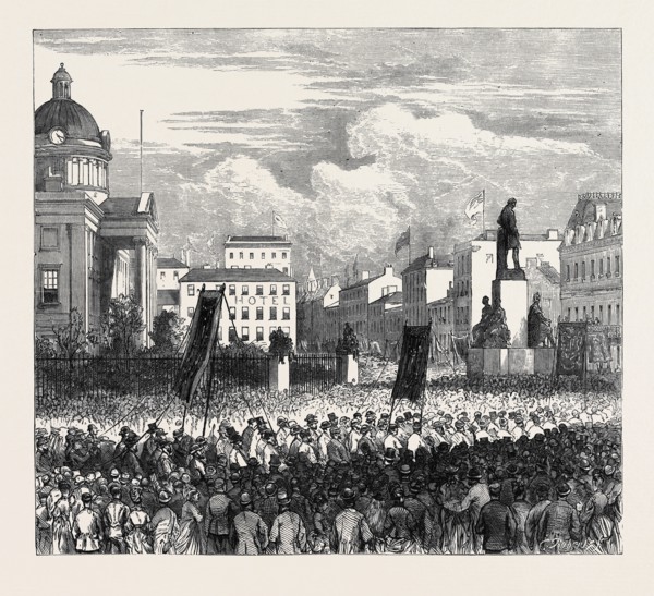 THE FARM LABOURERS' LOCK-OUT, TRADES' UNION DEMONSTRATION AT MANCHESTER IN FAVOUR OF THE LABOURERS